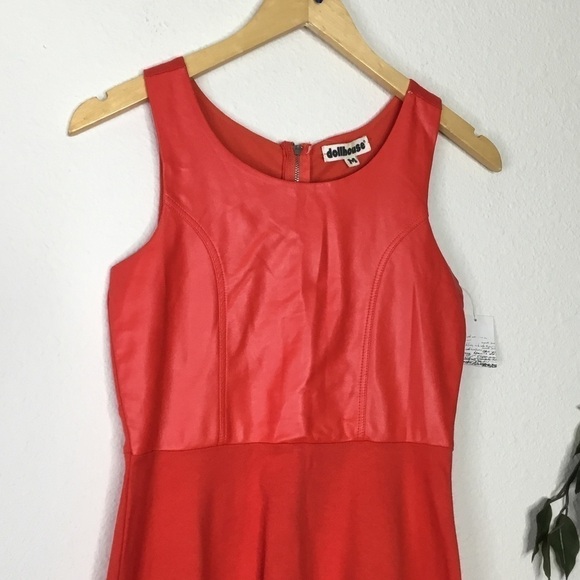 NWT Dollhouse Red Faux Leather Dress - Picture 2 of 7